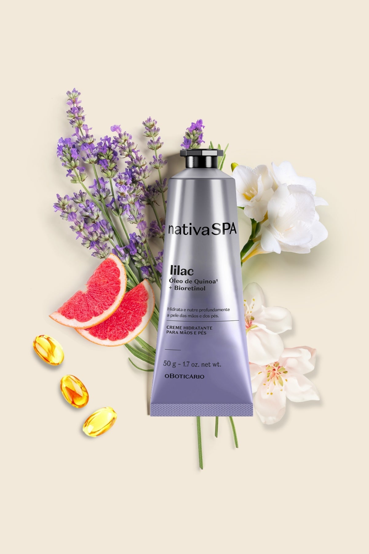 Creme Hidratante para Mãos e pes Desodorante Nativa SPA Lilac  50g