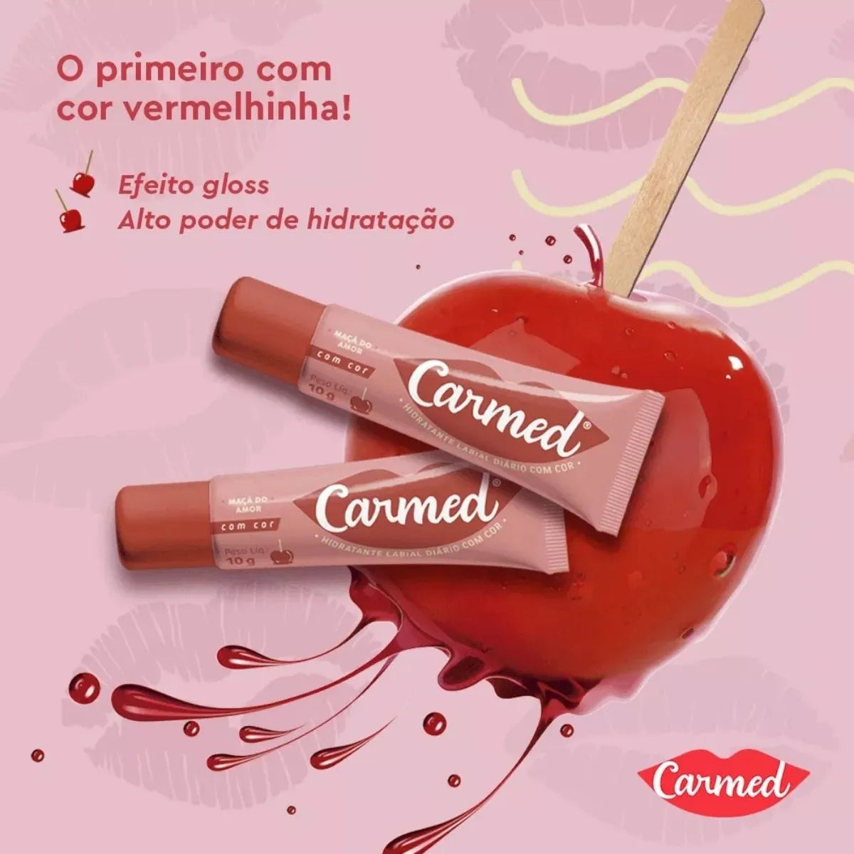 Hidratante Labial Carmed Maçã do Amor com cor 10g