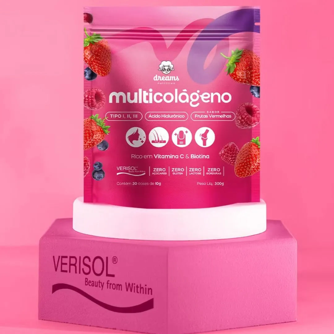 Multicolágeno Dreams Colágeno 1 , 2 ,3 Verisol Acido Hialuro Frutas Vermelhas