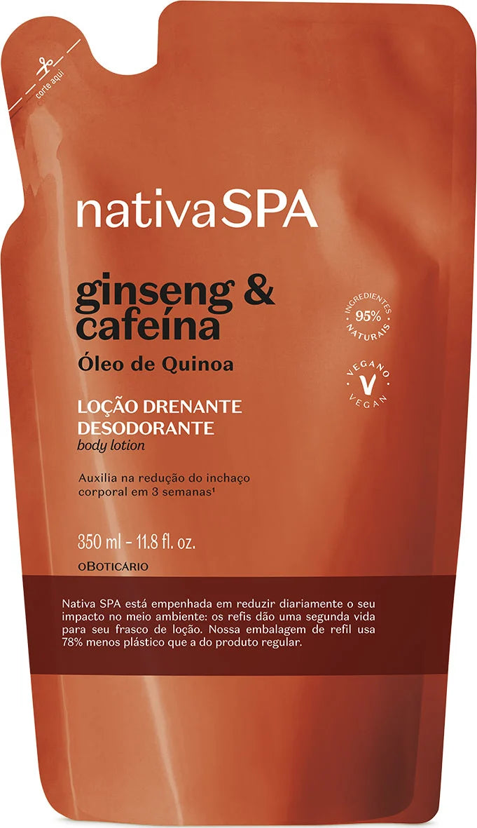 Refil Loção Drenante Desodorante Corporal Nativa SPA Ginseng e Cafeína - 350ml