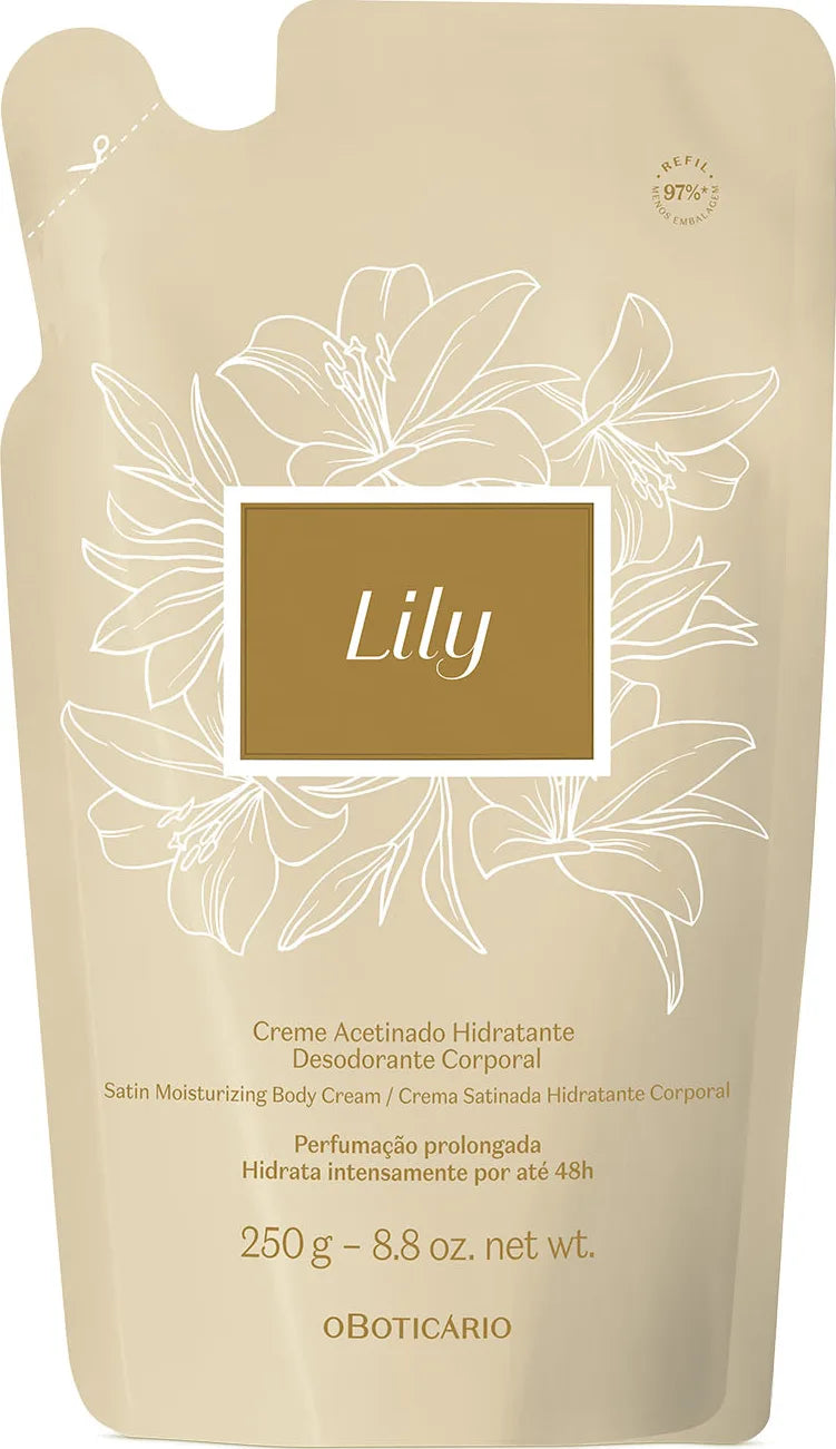 Refil Creme Acetinado Desodorante Hidratante Corporal Lily - 250g