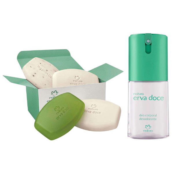 Kit: Desodorante Erva Doce Spray + Sabonete Erva Doce Com 4 unidades
