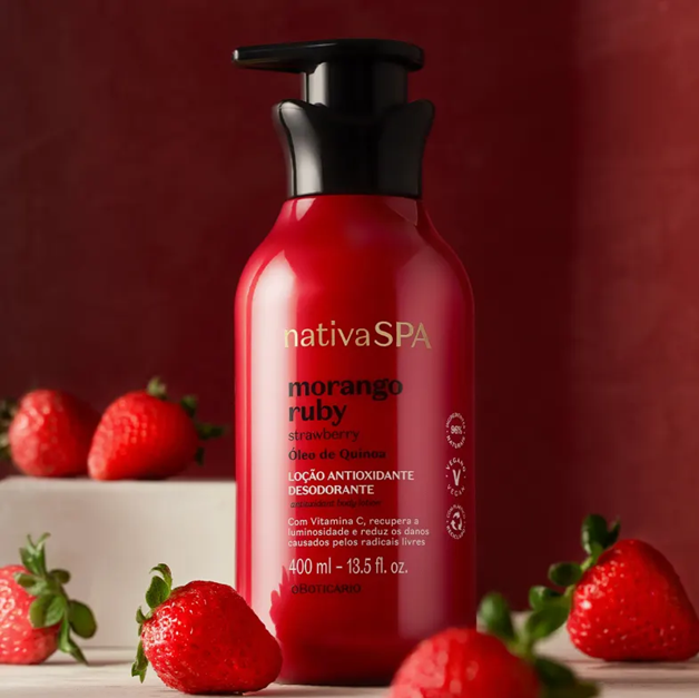 Loção Antioxidante Desodorante Corporal Nativa SPA Morango Ruby 400ml