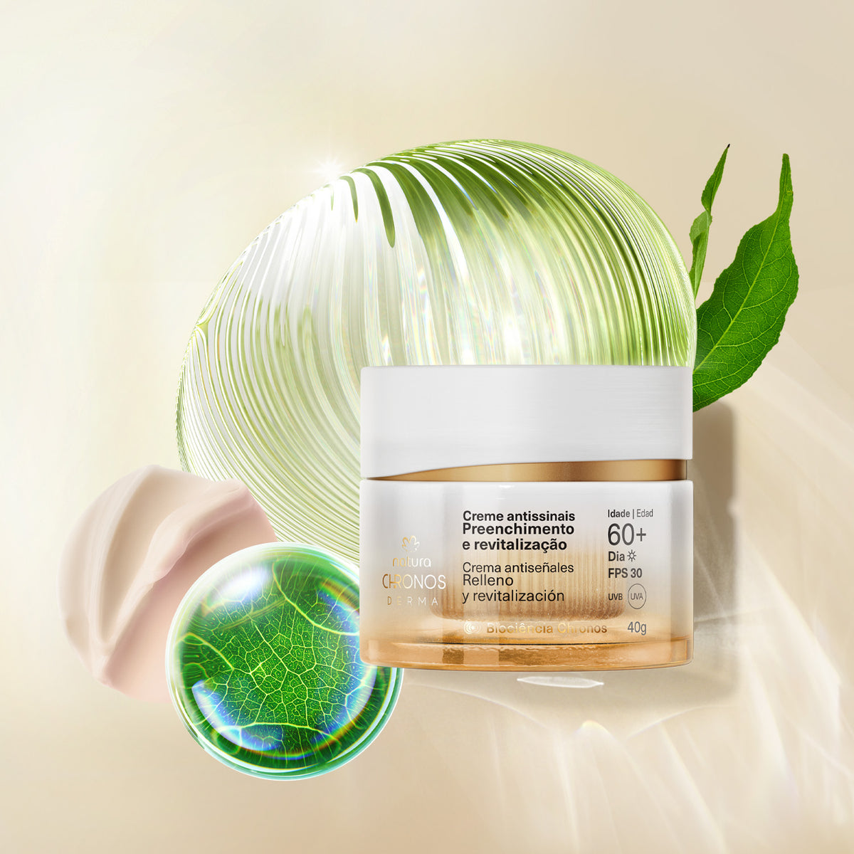 Creme Antissinais 60+ Dia Preenchimento e Revitalização Chronos - 40g