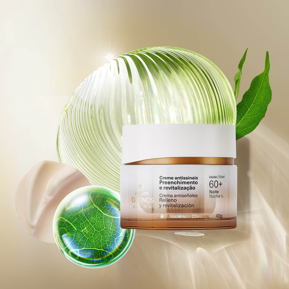 Creme Antissinais Preenchimento e Revitalização 60+ Noite Chronos Derma