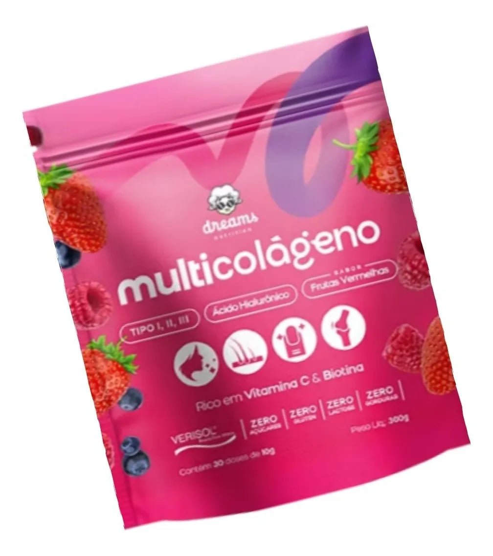 Multicolágeno Dreams Colágeno 1 , 2 ,3 Verisol Acido Hialuro Frutas Vermelhas