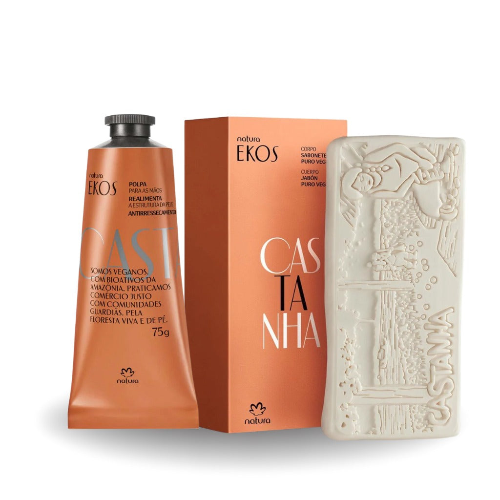 Presente Sabonete em barra Ekos Castanha +Hidratante para as Mãos Ekos Castanha 75 g