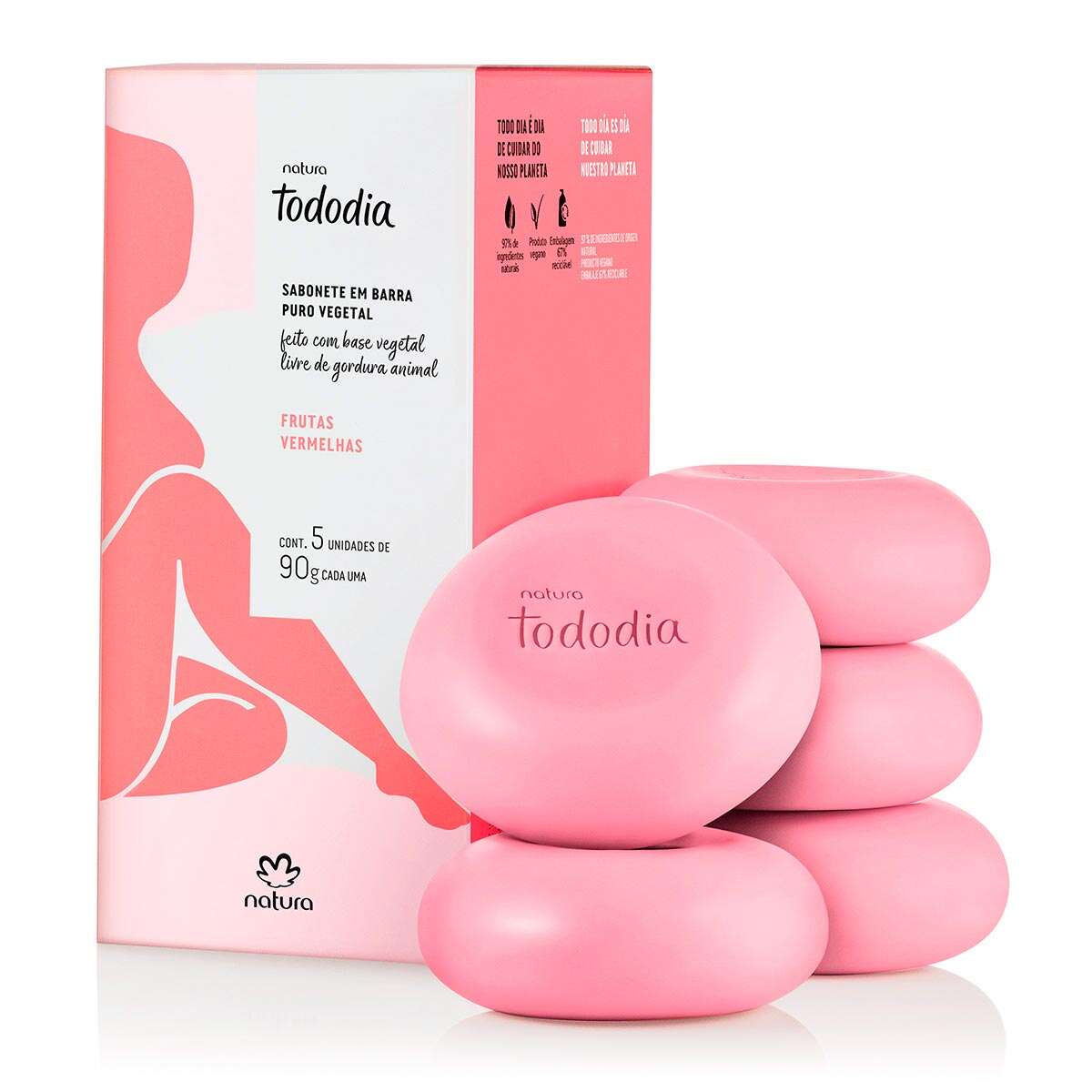 Sabonete Em Barra Puro Vegetal Tododia Frutas Vermelhas 5 x 90g