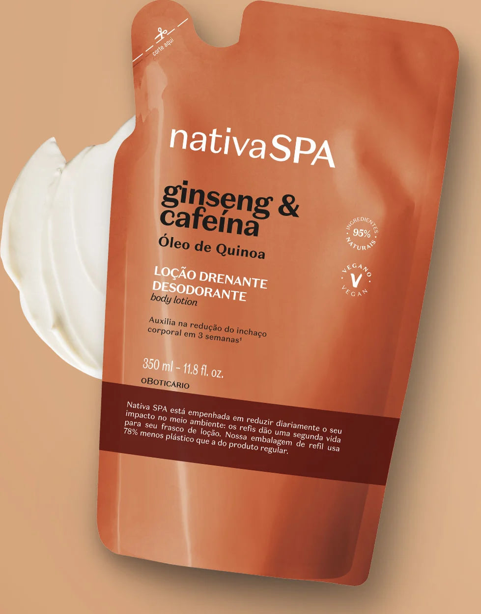 Refil Loção Drenante Desodorante Corporal Nativa SPA Ginseng e Cafeína - 350ml