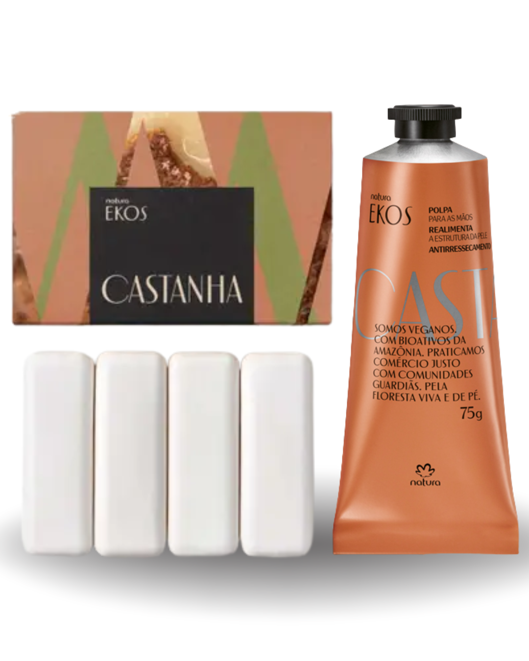 Kit Ekos Castanha: Creme de mao 75g + Sabonete em barra 4und de 100g