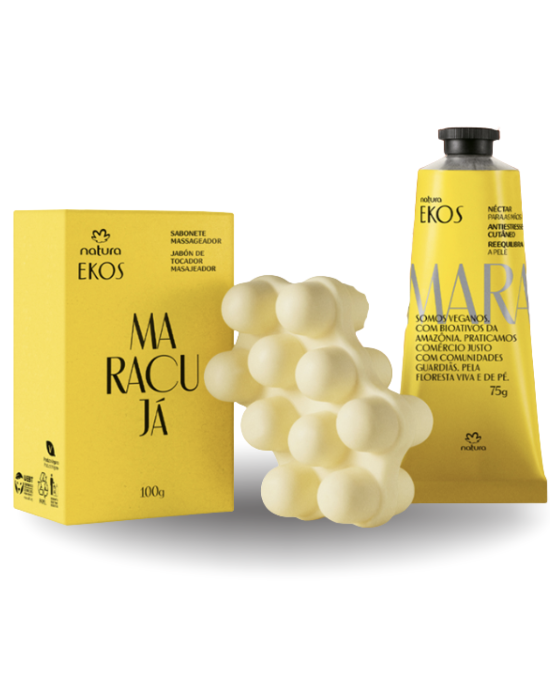 Kit Ekos Maracuja: Creme de mao 75g + Sabonete Massageador 100g