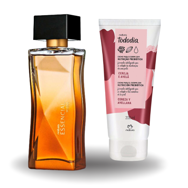 Kit Perfume Essencial Mirra Feminino + Hidratante Cereja e Avelã 200ml