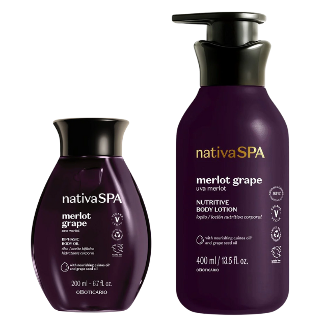 Kit Nativa Spa Uva Merlot: Loção Corporal 400ml + Oleo corporal 200ml